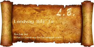 Lendvay Béla névjegykártya