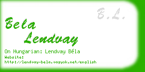 bela lendvay business card